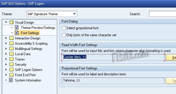 SAP GUI Font & Size Settings